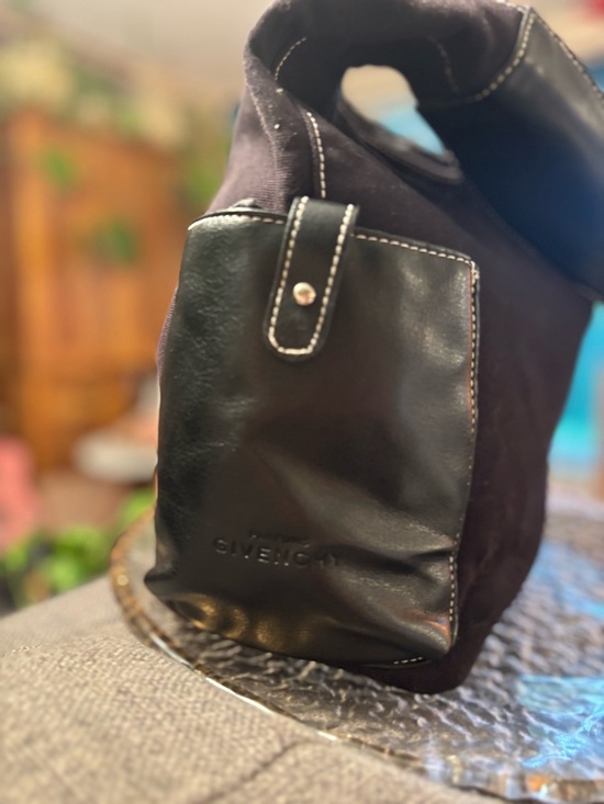 Givenchy Parfums Black Canvas & Leather Hobo Tote Bag Tassel Large Purse • Rare - Picture 6 of 16